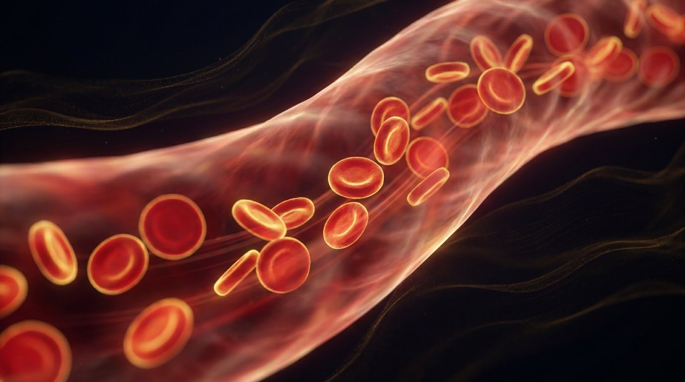 An abstract visualization of healthy blood flow through a vessel