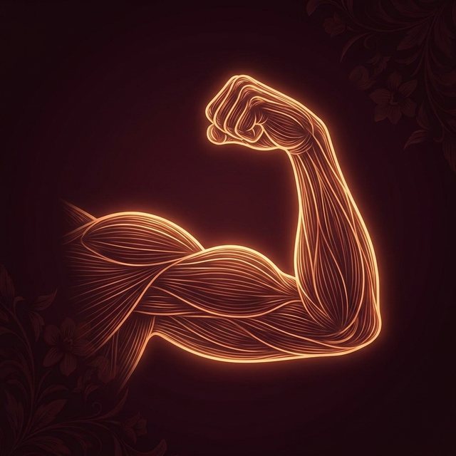 A glowing golden illustration of human muscle fibers